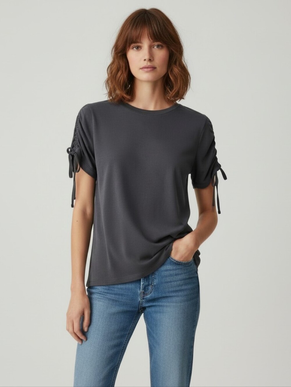 Modal Banana Republic Sandwash Extra Soft Top, Cinched Sleeves, Black, XS NWOT